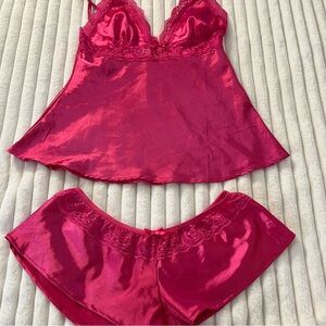 Chic Satin Lace Trim Pajama Set